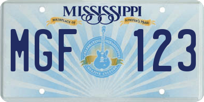 MS license plate MGF123