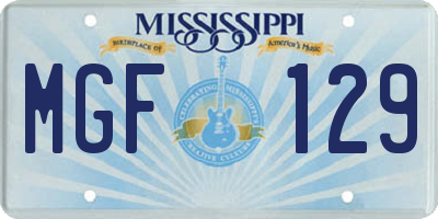 MS license plate MGF129