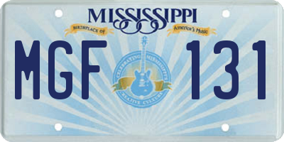 MS license plate MGF131
