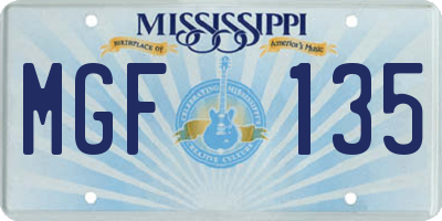 MS license plate MGF135