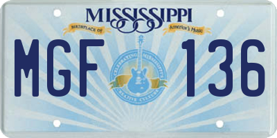MS license plate MGF136