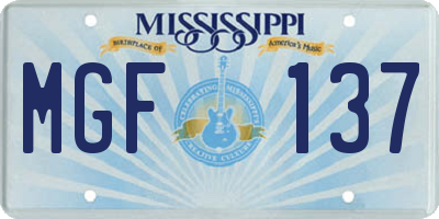 MS license plate MGF137