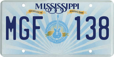 MS license plate MGF138