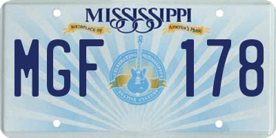 MS license plate MGF178