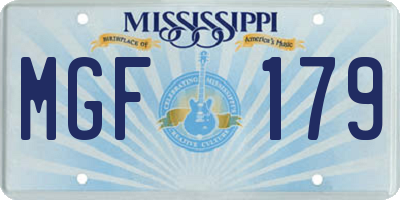 MS license plate MGF179