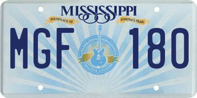 MS license plate MGF180