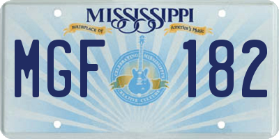 MS license plate MGF182