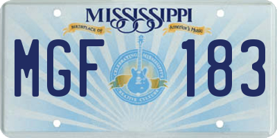 MS license plate MGF183
