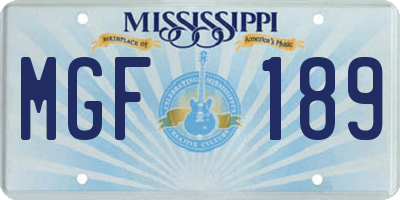 MS license plate MGF189