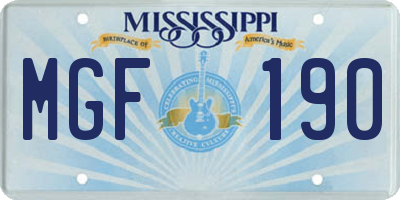 MS license plate MGF190