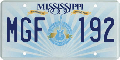 MS license plate MGF192
