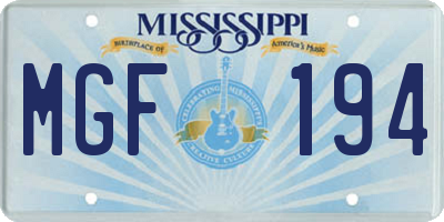 MS license plate MGF194