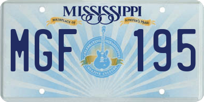 MS license plate MGF195