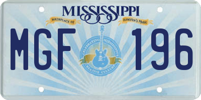 MS license plate MGF196