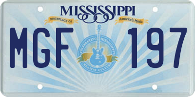 MS license plate MGF197