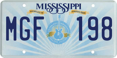 MS license plate MGF198