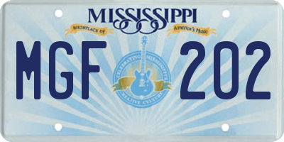 MS license plate MGF202