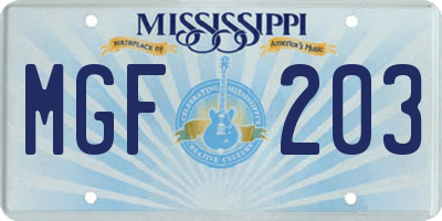 MS license plate MGF203