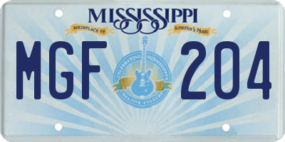 MS license plate MGF204