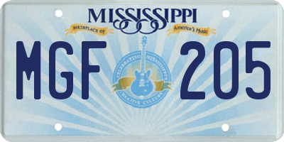 MS license plate MGF205