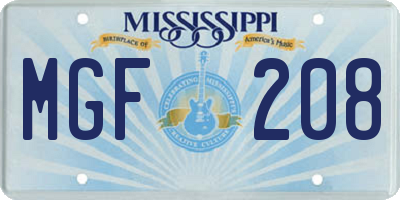 MS license plate MGF208