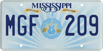 MS license plate MGF209