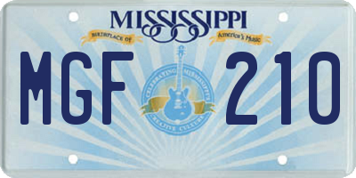 MS license plate MGF210