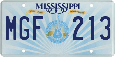 MS license plate MGF213