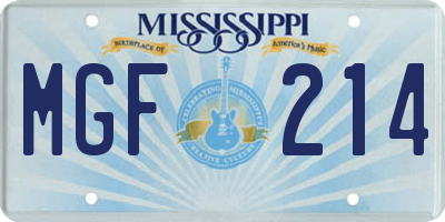 MS license plate MGF214