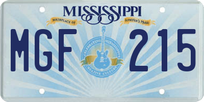 MS license plate MGF215