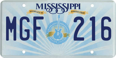 MS license plate MGF216