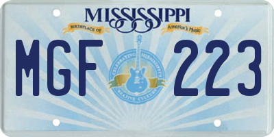 MS license plate MGF223