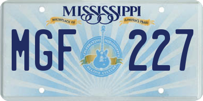 MS license plate MGF227