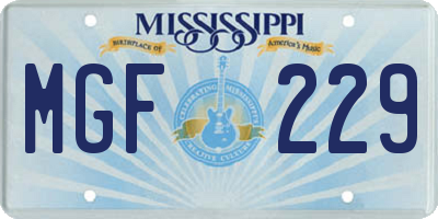 MS license plate MGF229