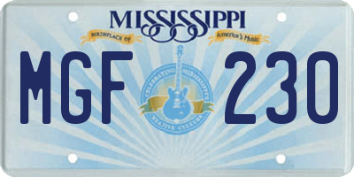 MS license plate MGF230
