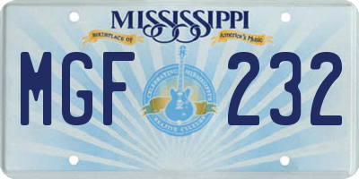 MS license plate MGF232