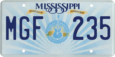 MS license plate MGF235