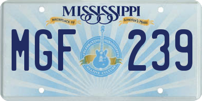 MS license plate MGF239