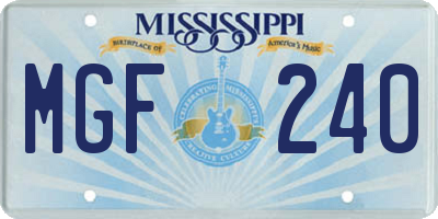 MS license plate MGF240
