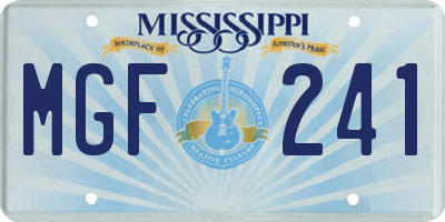 MS license plate MGF241