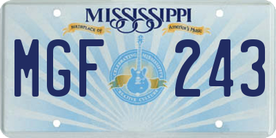 MS license plate MGF243