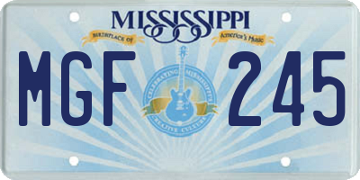 MS license plate MGF245