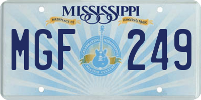 MS license plate MGF249