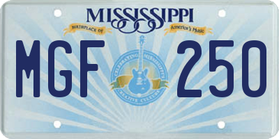 MS license plate MGF250