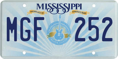 MS license plate MGF252