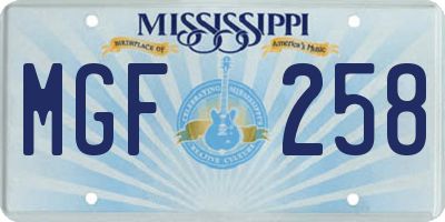 MS license plate MGF258