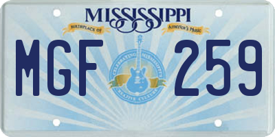 MS license plate MGF259