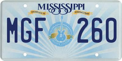 MS license plate MGF260