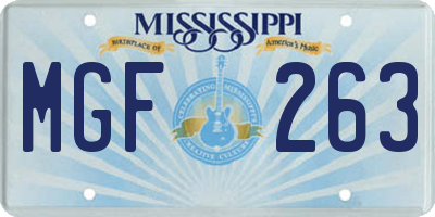 MS license plate MGF263