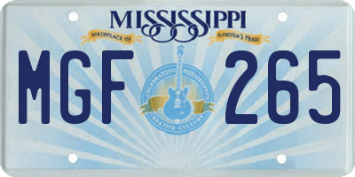 MS license plate MGF265